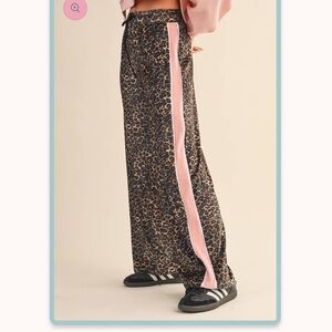 Leopard Print Velour Track Pants